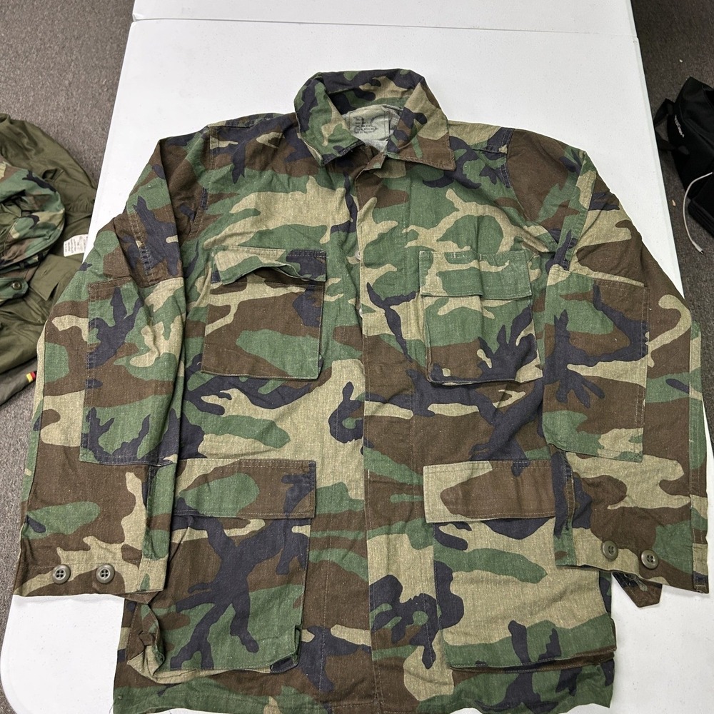 US Military BDU Field Jacket Mens Small long Woodland Camo Ripstop Utility Coat